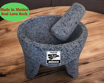Classic Bowl & Pestle - Lava Stone - 7 Inch - - Authentic Mexican Molcajete