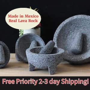 Authentic Lava Stone Molcajete: Mortar and Pestle Set