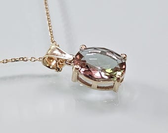 14K Solid Gold Sultanite Pendant: Color Changing Diaspore Necklace , No US Import fees!