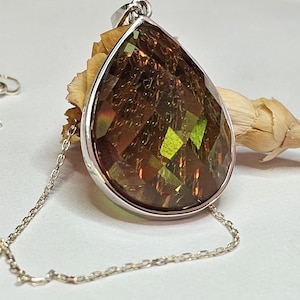 Handmade Diaspore Sultanite Teardrop Pendant: 925K Silver Color Change - US Customs Paid