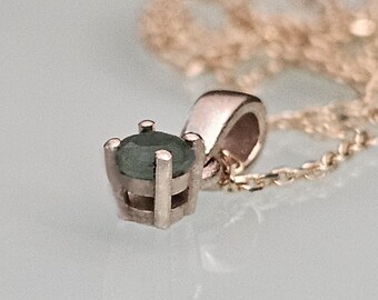 14K Solid Gold Emerald Pendant: Minimalist Round Necklace, No US Import fees!