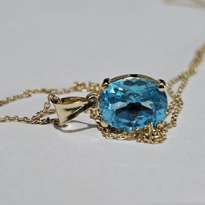 14K Solid Gold Topaz Pendant Necklace - November Birthstone - Us Duty Included