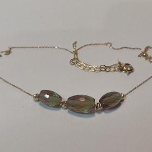 Handmade 14K Gold Diaspore Sultanite Necklace: Color Change Gemstone - US Customs Paid