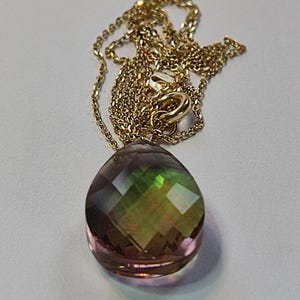Handmade 14K Gold Diaspore Sultanite Pendant: Color Change Gemstone - US Customs Paid