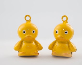 Duck Bell with Clapper, Yellow, Brass, 21x18mm, 2 Count