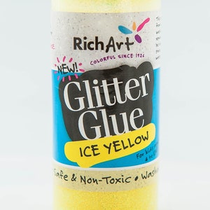 Glitterlijm, ijsgeel, 2 fluid ounces, RichArt Brand, niet-giftig en wasbaar knutselmateriaal