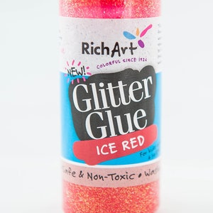 Glitterlijm, ijsrood, 2 fluid ounces, RichArt-merk, niet-giftig, wasbaar, knutselspullen, 1 count, *LIMITED INVENTORY*