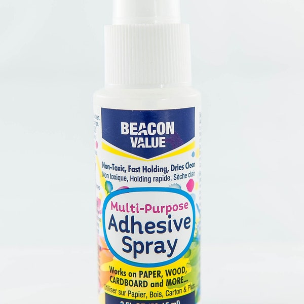 Adhesive Spray, Multipurpose, 2 fl. oz, Easy to Use Pump, Dries Clear, Variety of Uses, Non Toxic, Great for Paper, Wood, Cardboard and More