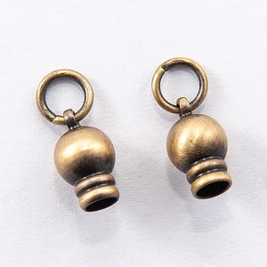 Antiqued Gold Plated Ball/Cord End: Dione Chain Replacement, 11x6mm (2 Count)