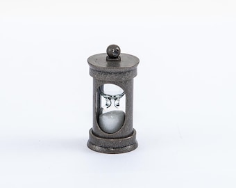 Working Hourglass Charm: 29x14mm Mini Sand Timer, Antiqued Silver Functional Glass Vial Supply, Steampunk Pendant Jewelry Supply (1 Count)