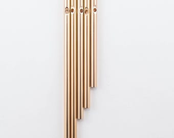 Varillas para carillón de viento, aluminio anodizado dorado, varillas sólidas de 3, 3-1/2, 4, 4-1/2 y 5 pulgadas de largo, 1/3 de pulgada de ancho, orificios biselados de 2,5 mm, juego de 5 piezas