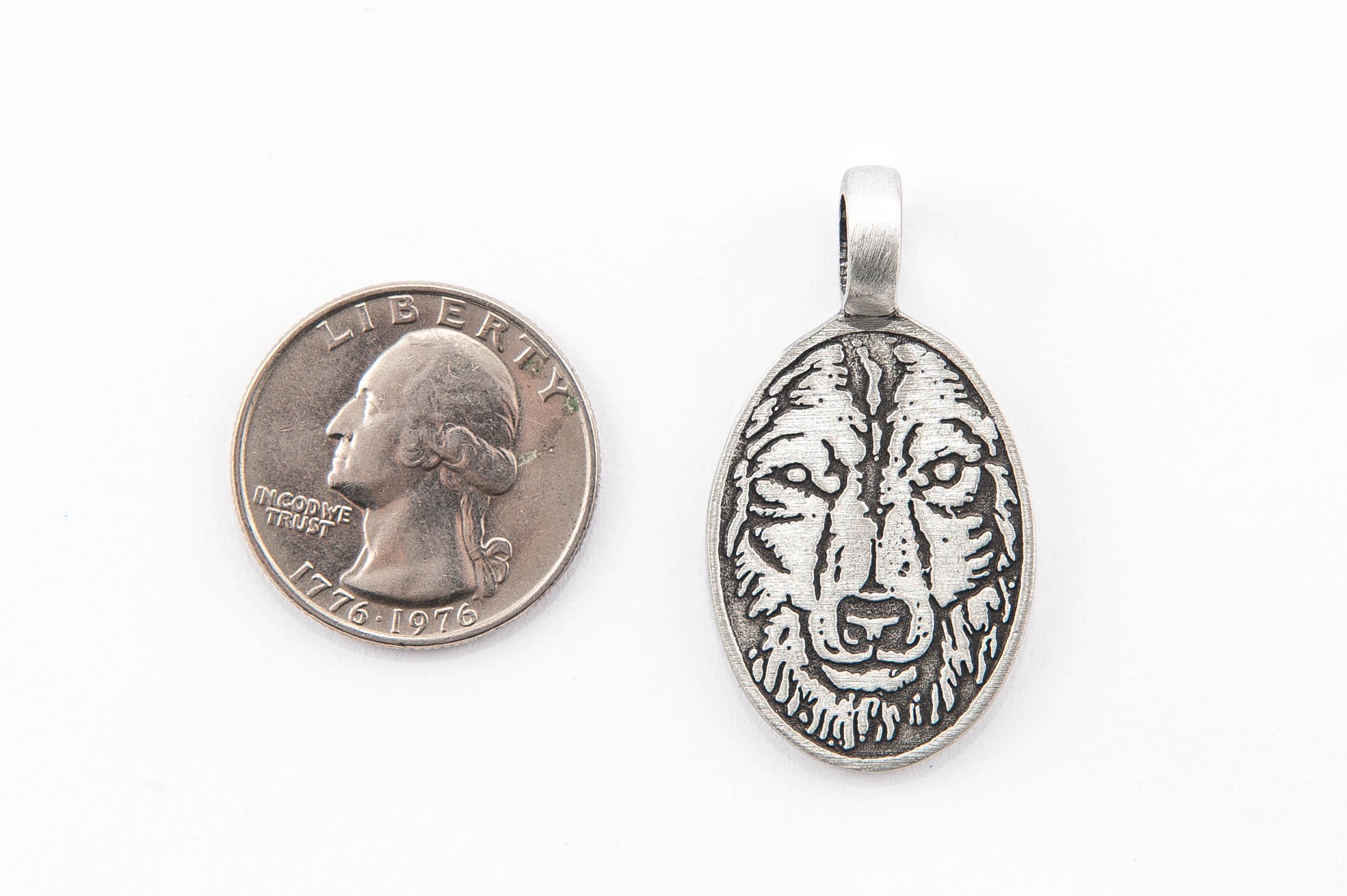 Silver Wolf Head Pendant: Antiqued Pewter Focal, 40x21mm Wolf