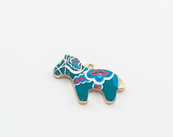 Horse Charm, Multicolor, Gold & Resin, 23x17mm Single Sided Pony, 1 count, *LIMITED INVENTORY*