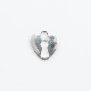 Breloque coeur avec découpe trou de serrure, argent, 1 pièce