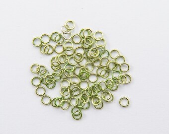 Anillas verdes de 4,5 mm: Anillas abiertas de aluminio anodizado de calibre 20, suministros para la fabricación de joyas, anillas para cota de malla (100 unidades)