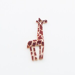Breloque girafe, or et résine, marron et blanc, simple face, 34 x 16 mm, 1 pièce