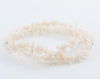 Bamboo Coral Beads, White Cupolini, 15 inch Strand / 125-250 count