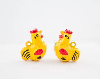 Chicken Bell with Clapper, Yellow, Brass, 25x21mm, 2 Count