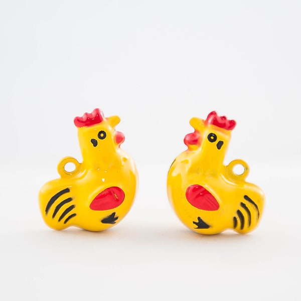 Fun Yellow Chicken Bell with Clapper, Metal, 2 Count