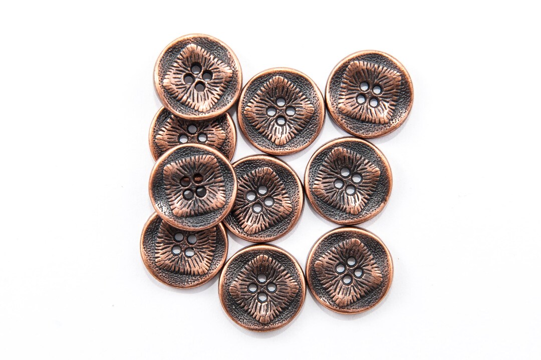 Antiqued Copper Buttons: Zinc Alloy, 17mm Wavy Flat Round, Textured ...