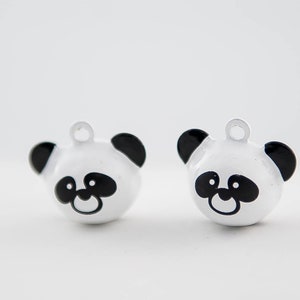 Panda Head Bell with Clapper, Brass, 20x15mm, 2 Count