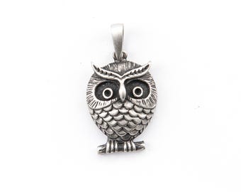 Antiqued Pewter Owl Pendant: 25x20mm Detailed Bird Focal, Jewelry Making Supply, Rustic Animal Charm, DIY Woodland Jewelry (1 Count)