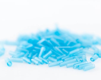 Blue Translucent Bugle Beads