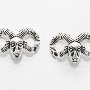 Ram Head Link/Connector, Antique Silver, 15x24mm
