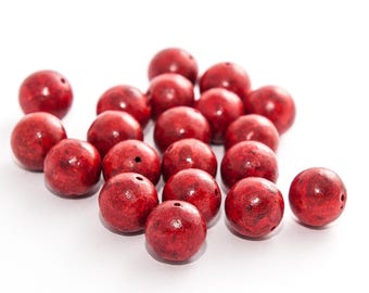 Perle di corallo spugnoso rosso: rotonde da 14 mm, filo di perle di corallo grandi, forniture per gioielli in corallo naturale, perle vistose, bracciale fai da te (filo da 38 cm)