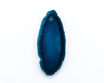 Blue Agate Pendant, 20x15mm - 50x30mm Dyed & Polished Geode Slice, 1 count