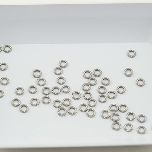 4mm Jump Rings, Stainless Steel, Round with 2.4mm Inner Diameter, 20 Gauge, 50 Count
