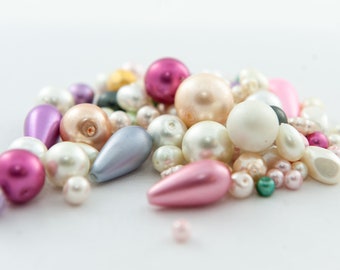 Glass Pearl Bead Mix: Assorted Colors & Shapes, Random Size Beads, Jewelry Making Supplies (100 Grams)