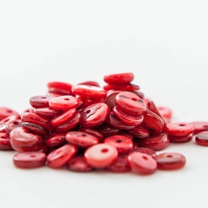 Mother of Pearl Shell Beads, Dark Red, Approx. 6x3mm Flat Rondelle, *LIMITED INVENTORY*