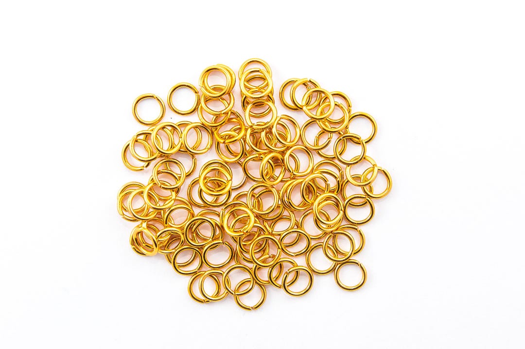 Round Jump Rings 8mm Round Jump Rings, Anodized Aluminum, Dyed Yellow/orange (gold), 16 ...