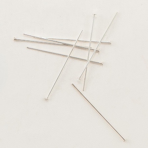 Alfinete de cabeça de prata esterlina, 1 polegada, calibre 24, 10 unidades