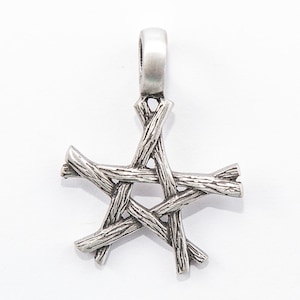 Branch Star Shape Pendant, Antiqued Pewter, 42x31mm Pentagram, Single Sided, 6mm Bail, 1 count