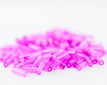 Pink Translucent Bugle Beads