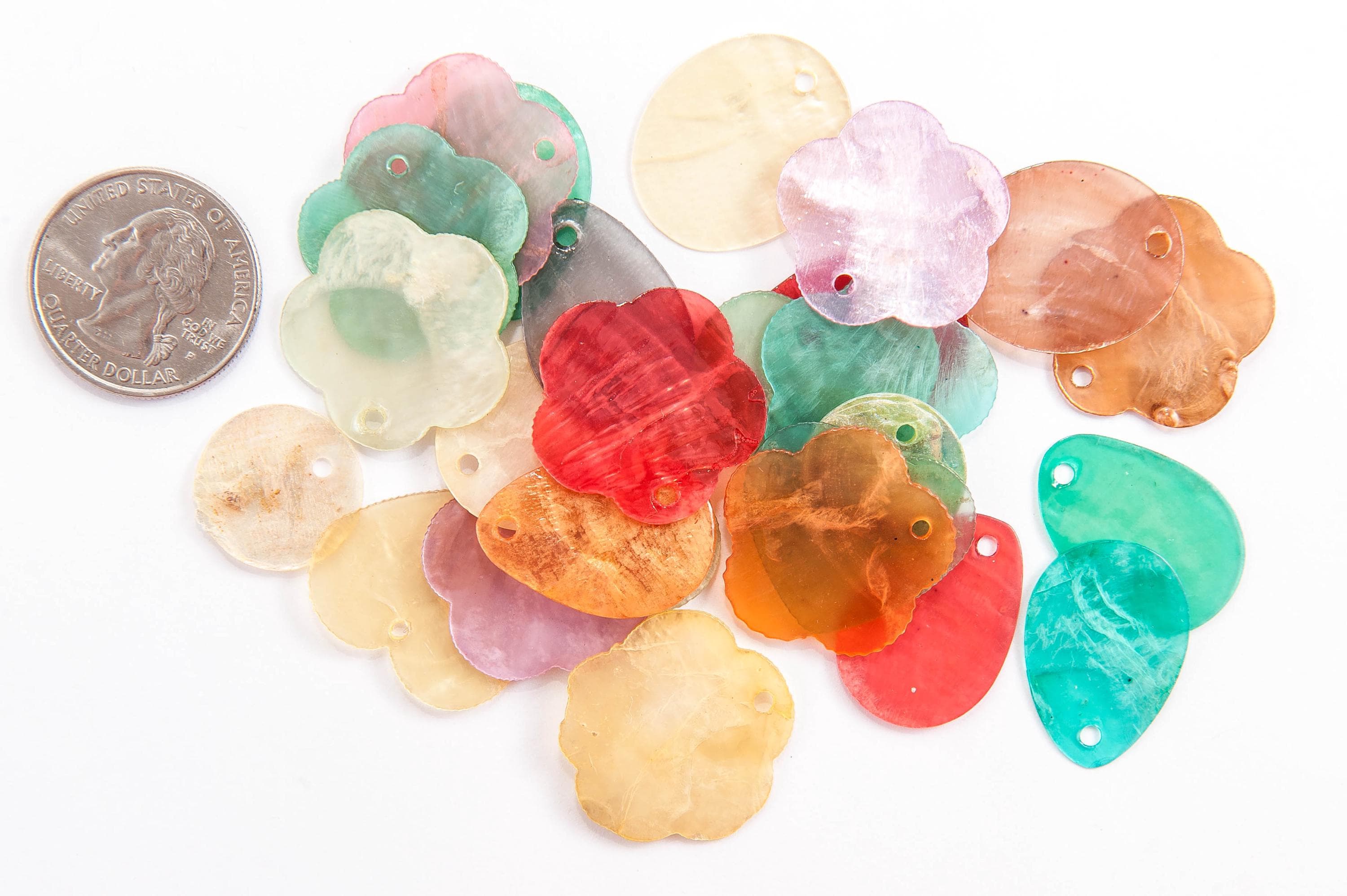 Capiz Shell Charm Mix: Assorted Shapes, Colors & Sizes, Iridescent ...