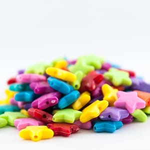 Star Beads, 16mm, Bright Colorful, Acrylic, *LIMITED INVENTORY*