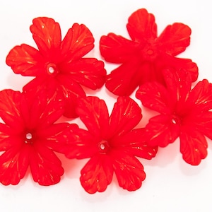 Frosted Red Acrylic Flower Components: 32x9mm (5 Count) *LIMITED INVENTORY*