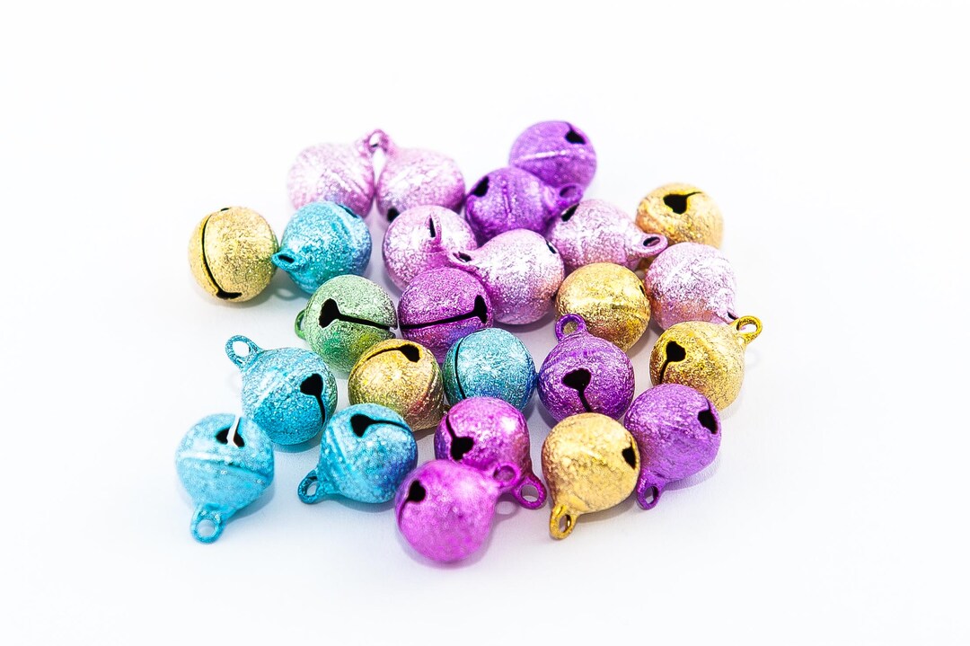 Colorful Bells, 12mm Brass With Stardust Texture, Multicolored Drops ...