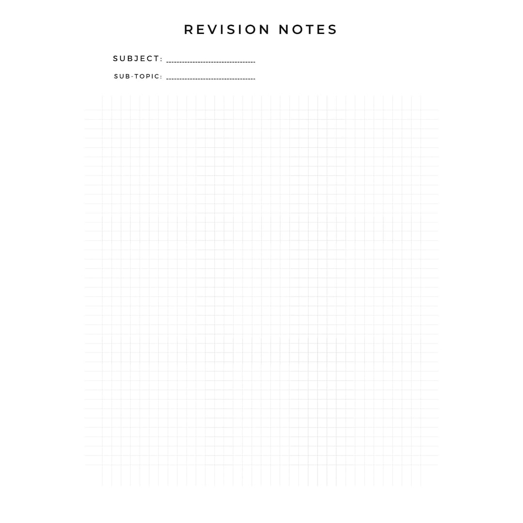 Revision Notes Template Etsy