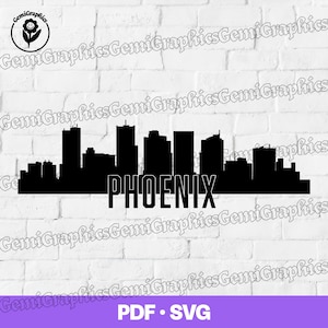Phoenix Arizona Skylines steden Logo, Vector, auto, embleem, SVG, bestand knippen, afdrukken, illustratie, digitaal, scrapbooking, cameo, Cricut