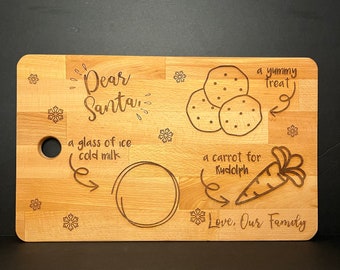 Santa Milk & Cookie Tray | Christmas Cutting Board | Funny Cutting Boards | Cutting/Chopping Board | Mom/Dad Cutting Boards Gift