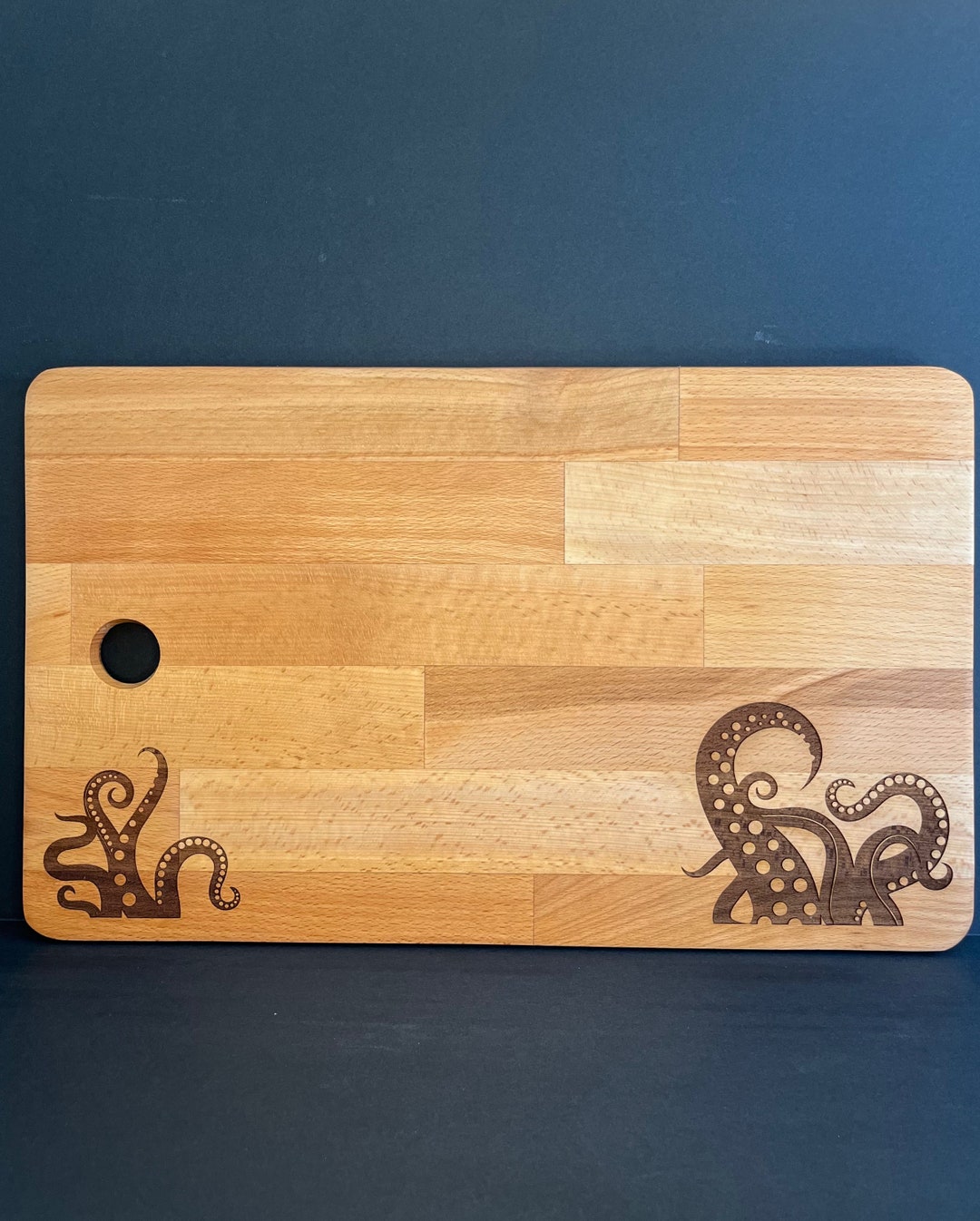 Octopus Tentacles Bamboo Cutting Board - Large (11x14) - Dark Fox Design