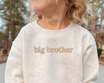Bluza z nadrukiem "Big Brother", spersonalizowane ogłoszenie o ciąży, haftowany okrągły kołnierzyk dla malucha, sweter dla rodzeństwa "Big Brother"