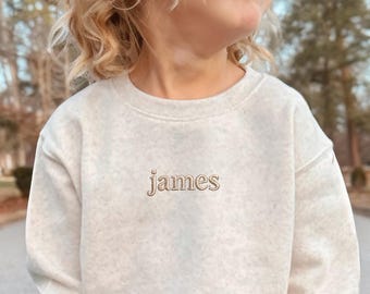 Custom Name Toddler Embroidered Sweatshirt, Personalized Kids Name, Custom Embroidered Toddler Crewneck, Youth Embroidered Name