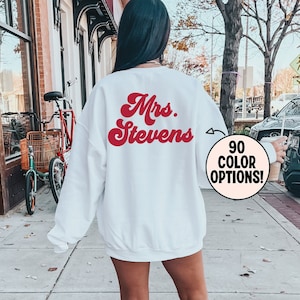 Bride Oversized Sweatshirt, Mrs. Bride Sweatshirt, Bride Gift, Personalized Mrs. Sweatshirt, Retro Wedding, Boho Bride Sweatshirt, Back