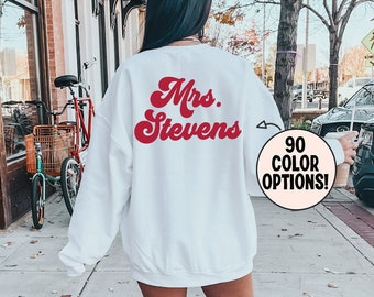 Bride Oversized Sweatshirt, Mrs. Bride Sweatshirt, Bride Gift, Personalized Mrs. Sweatshirt, Retro Wedding, Boho Bride Sweatshirt, Back