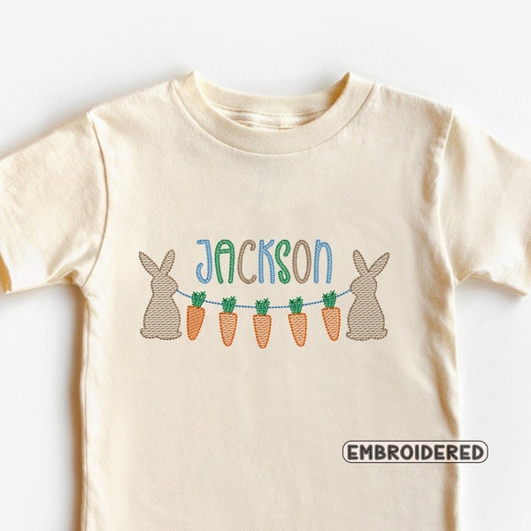 Boys Easter Shirt, Easter Bunny Embroidered Shirt, Easter Carrots Shirt, Personalized Easter Shirt, First Easter Shirt, Baby Easter Outfit,